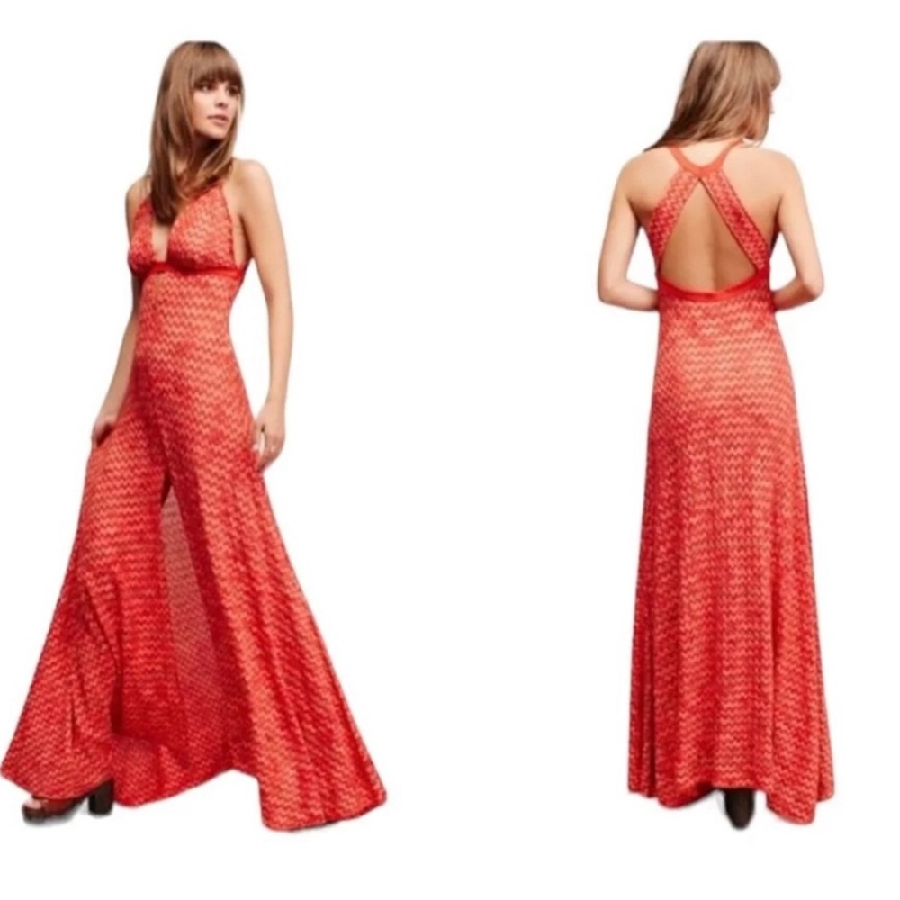 Free people Maxi Multicolored halter beach dress